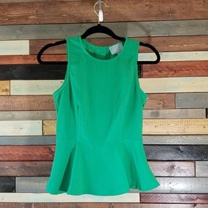 Skies are Blue kelly green peplum sleeveles top